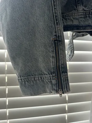 Zara Denim Moto Zip Up Cropped Jacket  thumbnail 6