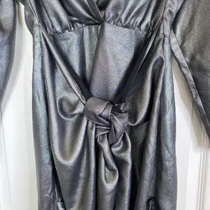 NWT L'Academie The Dore Mini Dress in Silver Size XS Metallic Long Sleeves thumbnail 10