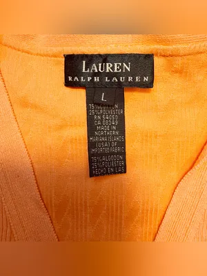 Lauren Ralph Lauren Women's Cable Knit 3/4 Sleeve V-Neck Cardigan Top Size Large thumbnail 5