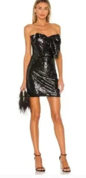 Ronny Kobo Lindsay Black Sequin Bow Mini Dress thumbnail 1