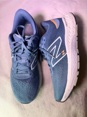 New Balance Women's Blue Knit Fresh Foam Sneakers with Peach Accents thumbnail 7