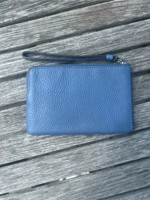 Coach Blue Pebbled Leather Wristlet with Starburst Applique thumbnail 2