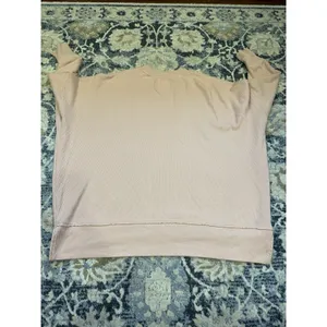 Aerie Oversized Sweatshirt Top Light Pink Textured Long Sleeve Crewneck XL Comfy thumbnail 2