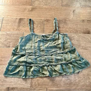 American Eagle Women’s Sleeveless Ruffle Tank Top Green Size XL EUC thumbnail 1