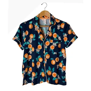 Joyspun Pajama Set Women Small Blue Orange Citrus Floral Print Short Sleepwear thumbnail 2