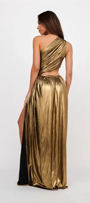 Selfie Leslie Gold Maxi Dress thumbnail 3