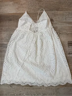H&M White Eyelet Summer Dress with Spaghetti Straps thumbnail 2