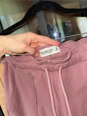 Abercrombie soft a&f sweat shorts paperbag waist high rise mauve dusty rose thumbnail 3