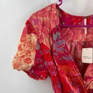 Free People Ashley Top SZ Large Fun Combo Wrap Crop NWT Red Boho Floral Waist thumbnail 8