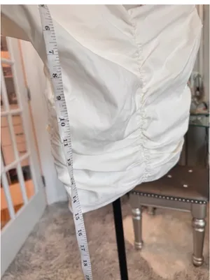Zara White Off-Shoulder Ruched Crop Top with Front Twist thumbnail 5