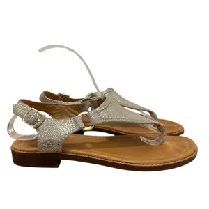 Sperry Abbey‎ Sparkle Platinum Leather Buckle Sandals 8 thumbnail 2