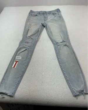 Womans Excellent American Eagle Jegging Stretch Distressed Blue Jeans Size 10 thumbnail 1