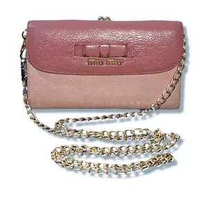Miu Miu Madras Bicolore Trifold Frame Wallet Kiss Lock Pink WOC 5ME120 Box thumbnail 1