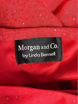 Morgan and Co Linda Bernell Vintage Red Glitter Asymmetrical Mesh Dress No Size thumbnail 8