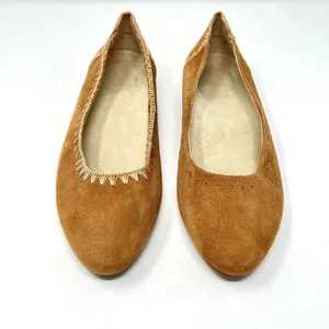 Jack Rogers Ellie Suede II Oak Tan Brown Whip Stitch Detail Ballerina Flats 7.5 thumbnail 3