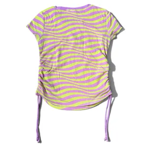 Hot Topic x The Simpsons Womens M Neon Striped Embroidered Y2K Baby Tee Ruched thumbnail 3