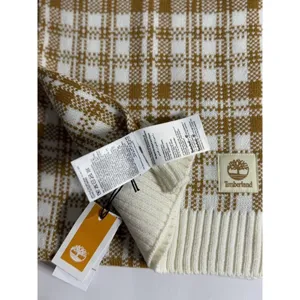 Timberland‎ Buffalo Plaid Knit Scarf in Wheat/Cream Chunky Women’s Unisex OS NWT thumbnail 14