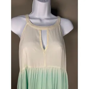 Umgee Ombre Tiered Swing Dress Blue Green Sleeveless Beachy Boho‎ Size S thumbnail 3