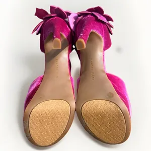 Gianni Bini Fuchsia Velvet Heels Rhinestone Flower Platform Sandals 7 New thumbnail 7