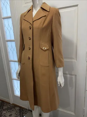 Vintage 1970s 100% Cashmere Metallic Dome Buttons Tailored A-Line Coat thumbnail 5