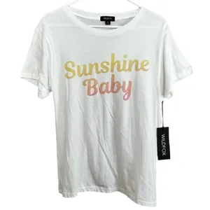 WILDFOX Women's Short Sleeve Crew Neck "Sunshine Baby" Graphic Tee Sz M thumbnail 1
