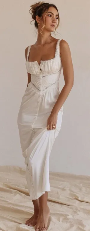 House of CB Illiana Ivory Real Silk Maxi Dress XS thumbnail 1