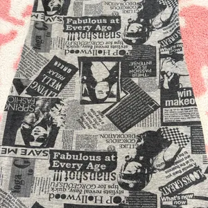 Y2K Newspaper Print Bodycon Mini Dress Grey Black Indie Sleaze Coquette Small thumbnail 4