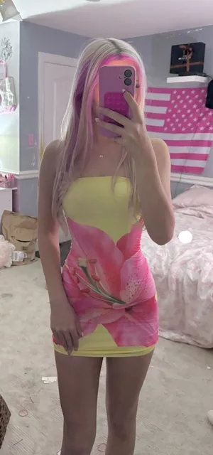 Short yellow flower dress thumbnail 1