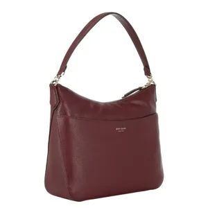 Kate Spade Polly Medium Leather Shoulder Hobo Bag Cherrywood Burgundy Wine thumbnail 2