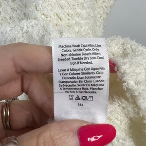 Time and Tru Large L 12-14 Tape Yarn Sweater Cream V-Neck Open Knit Pullover thumbnail 8