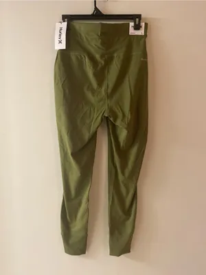 Hurley Olive Green High-Waist Track Joggers with Drawstring thumbnail 3