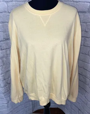 XLG Women Sweatshirt cotton blend Crewneck Longsleeve yellow thumbnail 1