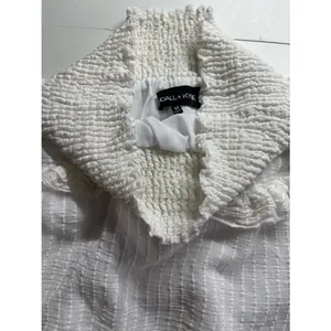 White Smocked Waist Tiered Ruffle Mini Skirt Textured Boho Cottagecore thumbnail 4