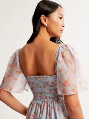 Abercrombie & Fitch Emerson Floral Angel Sleeve Midi Dress Medium Petite thumbnail 3