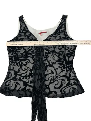 Whimsigoth black burnout velvet sheer overlay sleeveless Blouse fairycore thumbnail 4