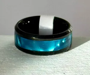 Light Blue Abalone Inlay Ring, Size 6 thumbnail 1