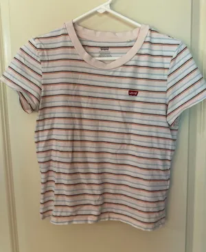 Levi's Sherbert Striped Babydoll Tee Shirt Women's Sz XS thumbnail 1