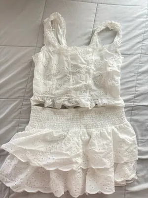 Boutique Skirt Top Set White Size L thumbnail 1