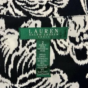 Ralph Lauren Floral Ruched Sheath Dress Black & White 2 XS thumbnail 8