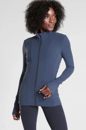 ATHLETA Shanti Salutation Jacket in Powervita Fabric Iron Blue thumbnail 1