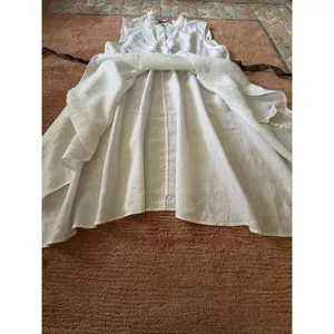 Zara Woman 100% Linen Ivory Asymmetrical Tunic XL Made in Portugal thumbnail 3