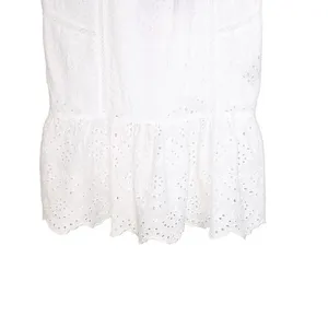 7 For All Mankind Floral Eyelet Lace Tiered Ruffle Midi Dress White Size L thumbnail 7