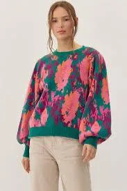 JODIFL Abstract Balloon Sleeve Sweater thumbnail 1