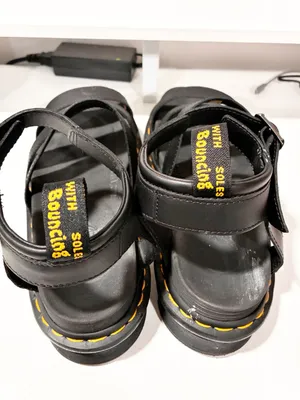DR. MARTENS WOMAN SANDALS SHOES Black WEDGE CASUAL LEATHER CODE BLAIRE Size 10 thumbnail 4
