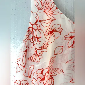 CAbi M Wide Strap Sketch Floral Tank Top in Orange on White thumbnail 4