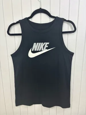 Nike Black Cotton Tank with White Nike Swoosh Size L thumbnail 2
