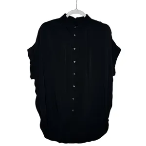 Madewell Central Drapey Button Front Dolman Shirt Size Small Black Preppy Office thumbnail 2