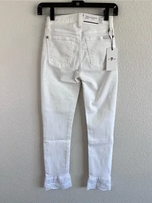 NWT 7 For All Mankind Gwenevere Ankle Skinny Eyelet Jeans White 23 thumbnail 3