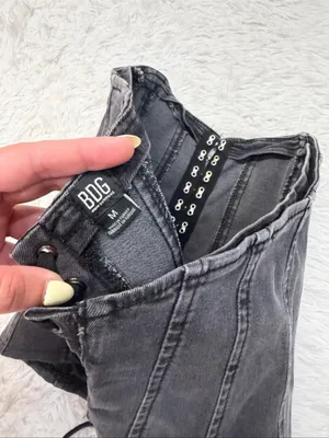 Bdg Black Washed Denim Corset Top thumbnail 3