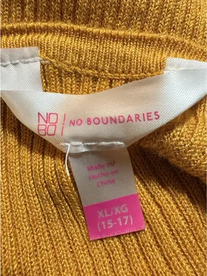 No Boundaries Mustard Yellow Ribbed Twist Front Sweater Women’s XL XG Top thumbnail 7